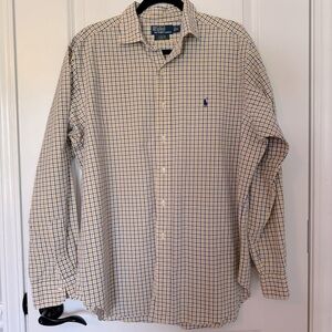 Polo by Ralph Lauren Yellow and Blue Classic Fit Button Down XL Shirt